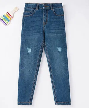 Ed-a-Mamma Cotton Woven Dyed Full Length Denim Jeans - Blue