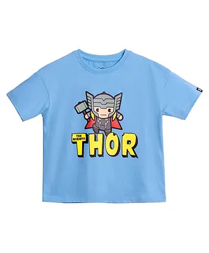 The Souled Store Half Sleeves Thor Chibi Featured T Shirt - Blue