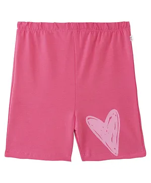 Plan B 95% Cotton 5% Elastane Big Heart Printed Cycling Shorts - Pink