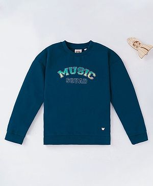 Ed-a-Mamma Cotton Full Sleeves Sweatshirt Text Print - Blue