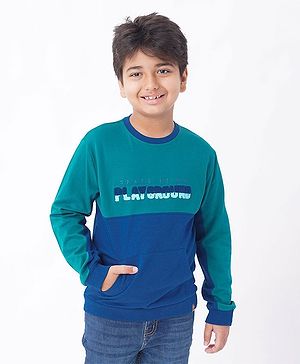 Ed-a-Mamma Sustainable Cotton Full Sleeves Sweatshirt Text Print - Green