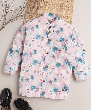 BAATCHEET Full Sleeves All Over Vintage Floral Printed Shirt - Pink
