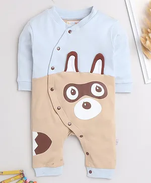 BUMZEE Full Sleeves Animal Printed Sleep Suit Romper - Blue Beige