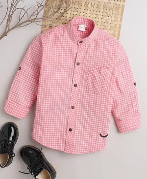 BAATCHEET Full Sleeves Checked Shirt - Pink