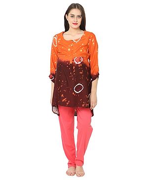 Kriti Three Fourth Sleeves Maternity Kurta - Brown Orange