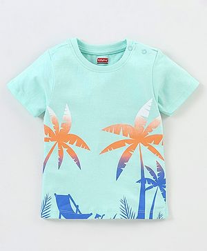 Babyhug Cotton Half Sleeves T-Shirt With Tree Print -Light Green