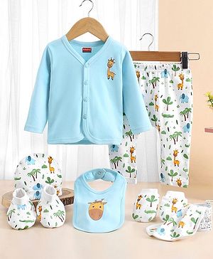 Babyhug 100 % Cotton Baby Clothing Gift Sets Pack of 7 - Blue