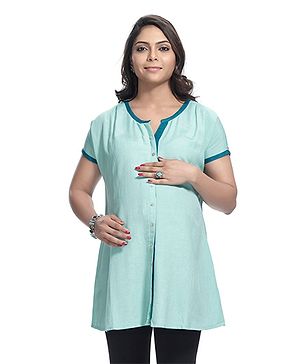 Kriti Half Sleeves Printed Maternity Kurta - Light  Green