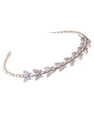 Jewelz Imitation Pearl Beads Decorative Butterfly Shaped Hair Band - White