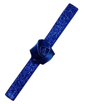 BABY Charm Rose Applique Embellished Headband - Navy Blue