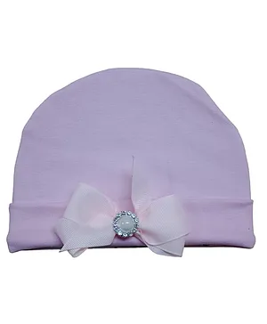 BABY Charm Stone Detailed Bow Embellished Cap - Pink