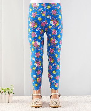 Babyhug Cotton Lycra Full Length Floral Printed Leggings - Blue Babyhug Cotton Lycra Full Length Floral Printed Leggings - Blue