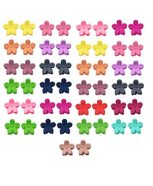 Melbess By Yellow Chimes Set Of 50 Floral Mini Hair Claw Clips - Multi Color