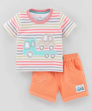 Child World 100 % Cotton Interlock T-Shirt and Shorts - Peach