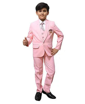 JOLEY POLEY Full Sleeves Solid 5 Piece Party Suit Set  -Pink