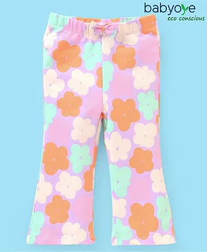 Babyoye Eco Conscious Cotton Full Length Lounge Pant Floral Print- Pink & Orange