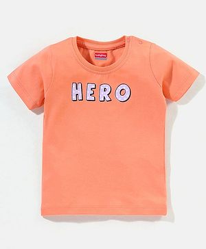 Babyhug Cotton Half Sleeves T-Shirt With Hero Print - Orange