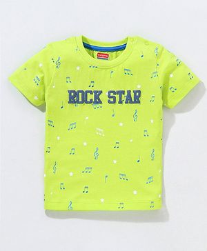Babyhug Cotton Half Sleeves Tee With Text & Music Print- Green