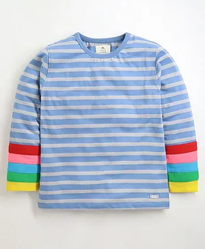 Cherry Crumble By Nitt Hyman Full Sleeves Striped Colorsmith Tee - Blue