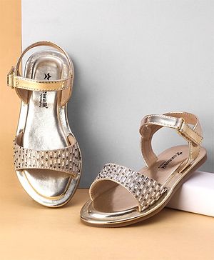Cute Walk by Babyhug Shimmer Sandals With Velcro Closure - Golden