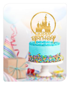 Babyhug Castle Theme Happy Birthday Cake Topper - Gold