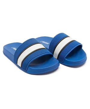 Beanz Striped Self Design Sliders-Royal Blue