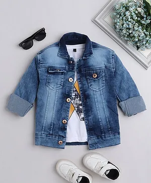 Kids Car Denim Jacket Car Art Hooded Denim Jacket for Kids 