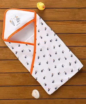 Doreme Cotton Towel & Wrappers Rabbit Print - Orange