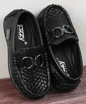 Jazzy Juniors Weave Textured Loafers - Black