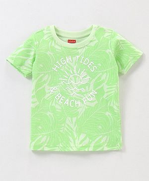 Babyhug Cotton Half Sleeves T-Shirt Text Print - Light Green