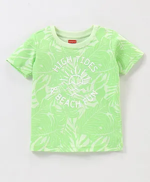 Babyhug Cotton Half Sleeves T-Shirt Text Print - Green