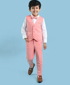 Mark & Mia Full Sleeves Solid Party Suit With Bow - Pink