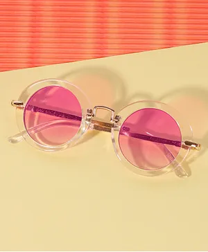 DukieKooky Round Sunglasses With UV Protected Lens - White Pink
