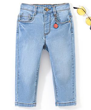Babyhug Cotton Full Length Stretchable Denim Jeans   Fly With Zipper -  Light Blue