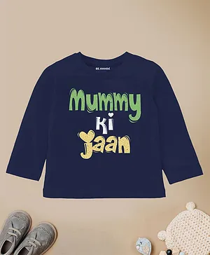 Be Awara Mummy Ki Jaan Kids Full Sleeves T-Shirt - Navy Blue