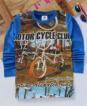 Tonyboy Motor Cycle Club Printed Full Sleeve T-Shirt - Blue