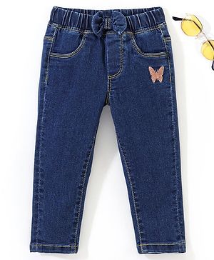 Babyhug Cotton Full Length Stretchable Denim Jeans - Blue