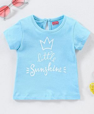 Babyhug 100% Cotton Half Sleeves Tee with Little Sunshine Print - Blue