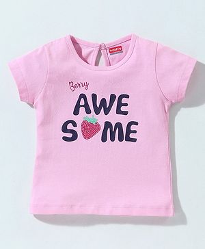 Babyhug 100% Cotton Knit Half Sleeves Teewith Graphics - Pink
