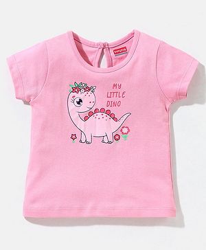 Babyhug 100% Cotton Half Sleeves Tee With Dino Graphics- Pink