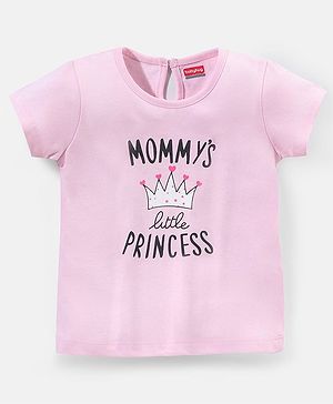 Babyhug 100% Cotton Half Sleeves Tee with Text Print - Pink