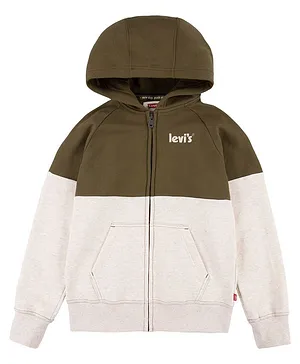 Levi's Raglan Full Sleeves Colour Block Hoodie - Olive Green