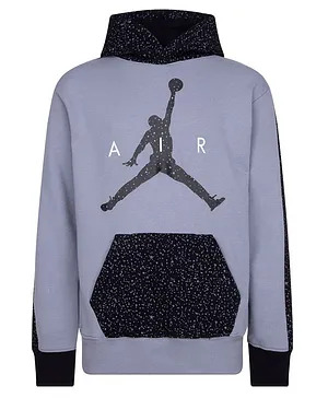 Jordan Full Sleeves Abstract Printed Air Speckle French Terry Pullover Hoodie - Grey