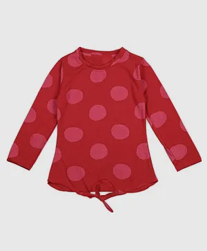 Chipbeys Full Sleeves Big Polka Dots Printed Tee - Red