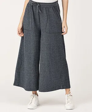 The Mom Store Solid Flared Maternity Culottes - Indigo Blue