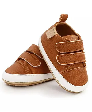 Little Hip Boutique Velcro Closure Anti Slip Booties- Brown