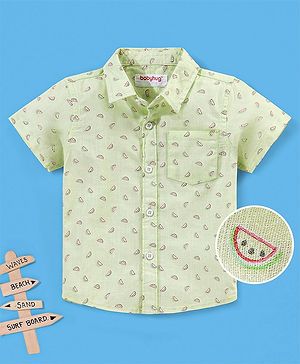 Babyhug 100% Cotton Half Sleeve Shirt Watermelon Print - Green