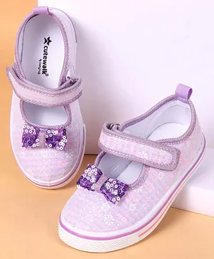 Cute Walk by Babyhug Velcro Closure Casual Shoes With Bow Applique - Purple