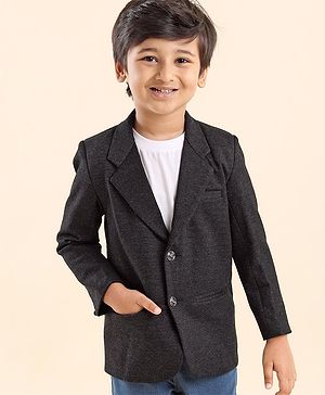 Babyhug Full Sleeves Solid Color Party Wear Blazer - Black