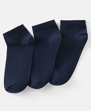 Pine Kids Solid Ankle Length Socks Pack of 3 - Navy Peony